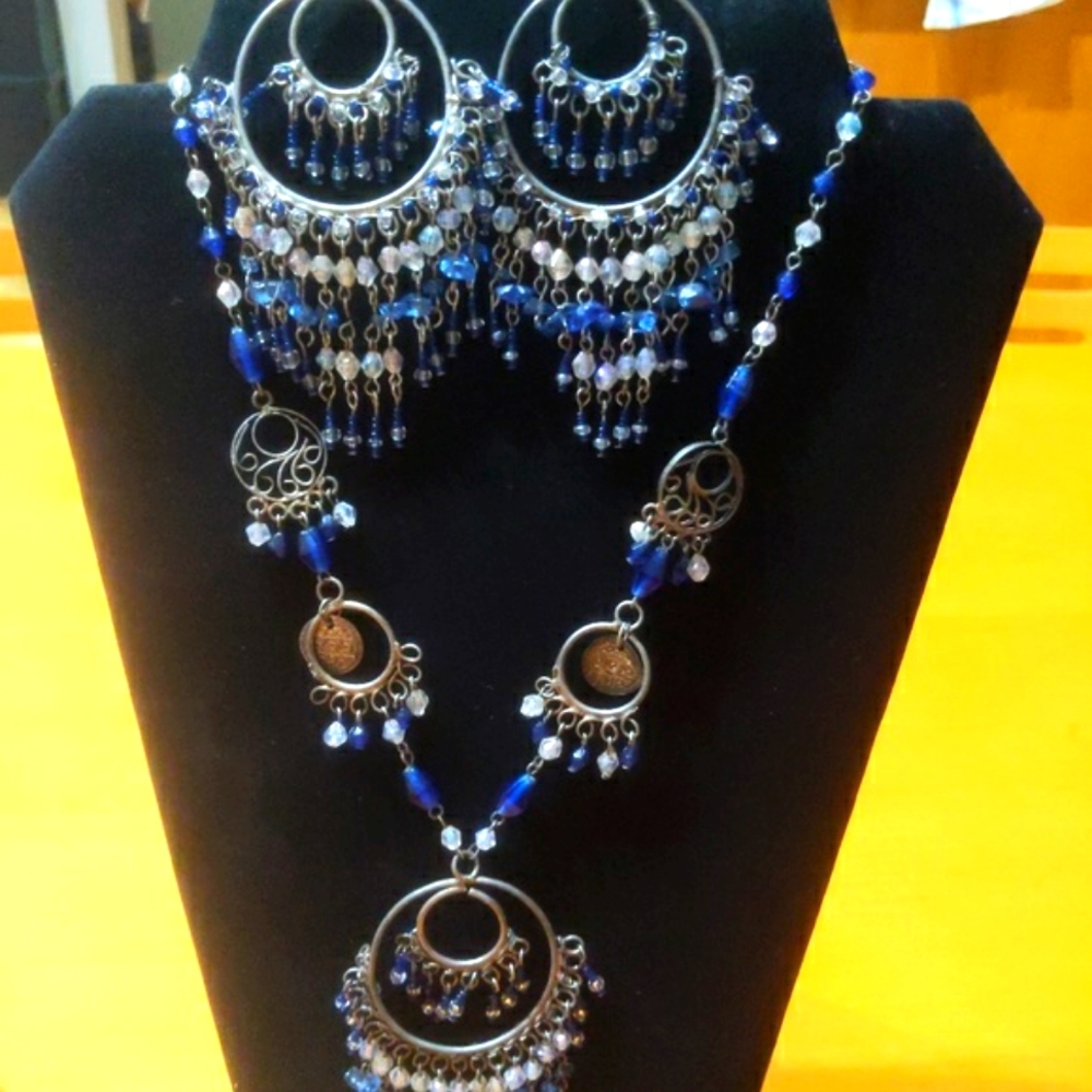 Beaded Boho Necklace & Earrings Set